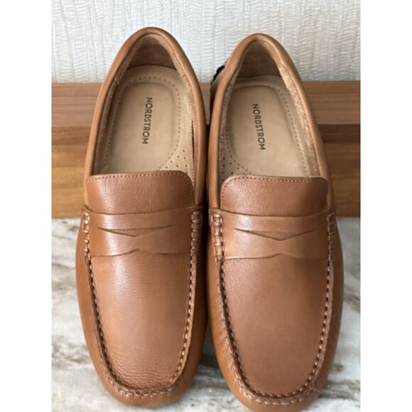 Nordstrom Men’s Driving Penny Loafer Brown Glove Tanned Leather Mocassin, 8M - Picture 2 of 16